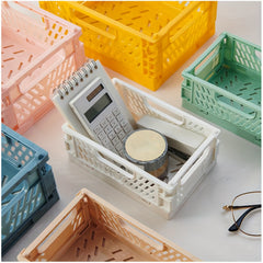 Large Capacity Foldable Desktop Plastic Storage Box Storage Basket
