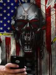 Vintage American Flag & Skull Graphic T Shirt for Men