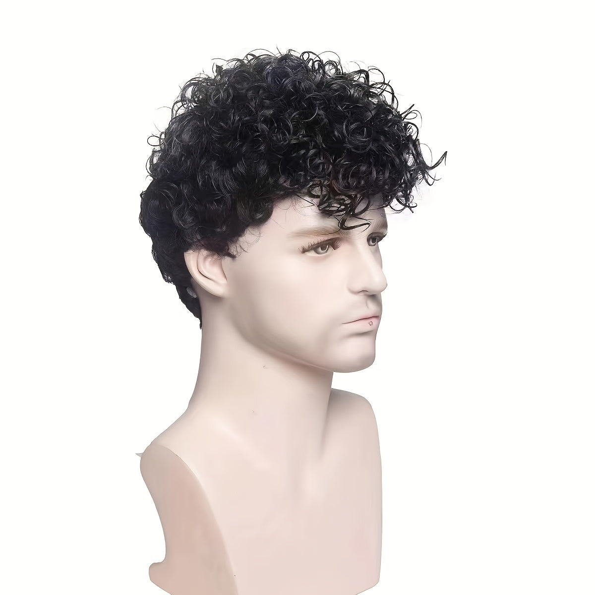 Cyberpunk Men's Short Curly Hair Wig Head Cover