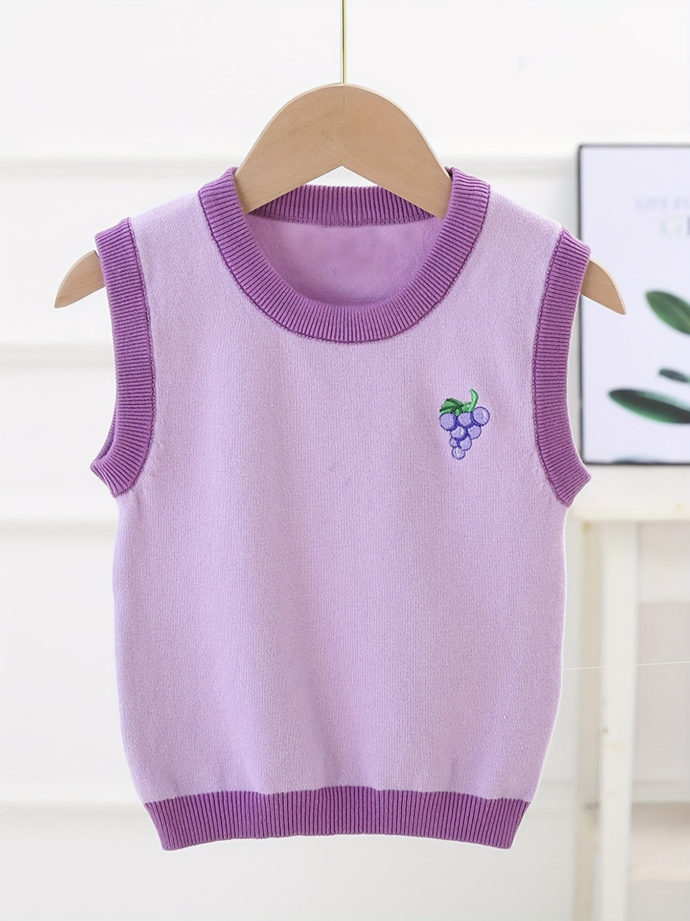 Kids Crew Neck Embroidered Sweater Vest - Various Colors