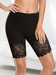 Lace Stitching Skinny Leggings Casual Stretchy Leggings for Spring & Summer
