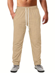 Stripe Drawstring Breathable Sweatpants Loose Fit Men's Joggers
