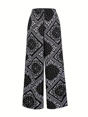 Paisley Print Wide Leg Pants Casual Loose Pants Spring Summer Women's Clothing