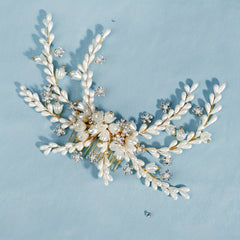 Pearl Flower Alloy Hair Comb Rhinestone Head Jewelry for Prom Party