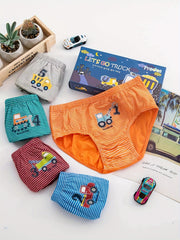 5pcs Boys Dinosaur Print Boxer Briefs Soft Cotton Underwear