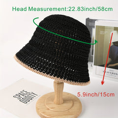 Crochet Sun Hat Casual Breathable Bucket Hat Solid Cloche Hats
