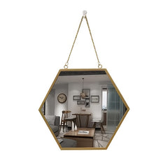 Hexagonal Wall Mounted Mirror with Chain for Bathroom Vanity