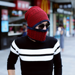 Men's Knitted Hat Scarf Set with Ear Protection