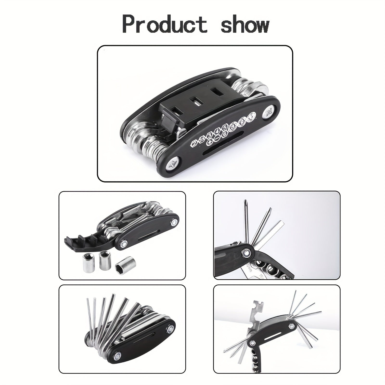 15 in 1 Wrench Set Bicycle Tire Repair Tool Multifunctional Folding Car Repair