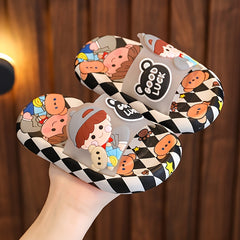 Girls Cartoon Open Toe Slippers Non Slip Lightweight Indoor Slippers