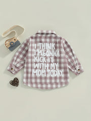 Plaid Button Pocket Long Sleeve Shirt for Toddler Girls
