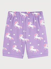 Girls Unicorn Graphic Pajamas Set Short Sleeve Tee & Shorts Sleepwear