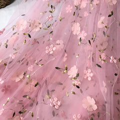 3D Embroidered Floral Tulle Lace Fabric for DIY Dress & Crafts