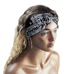 Paisley Boho Headband Wide Sweatbands Hair Accessories Stretch Headband