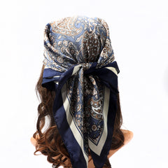 Vintage Square Scarf Satin Silk Shawl Bandana Paisley Print Head Wraps