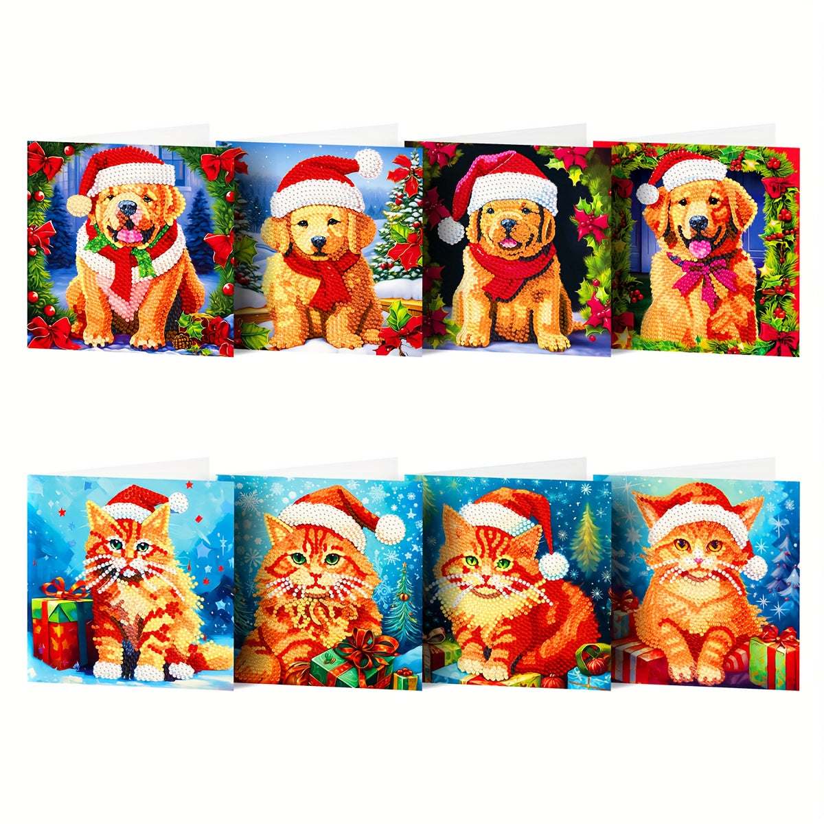 8pcs DIY Diamond Painting Greeting Card Christmas Holiday Handcraft