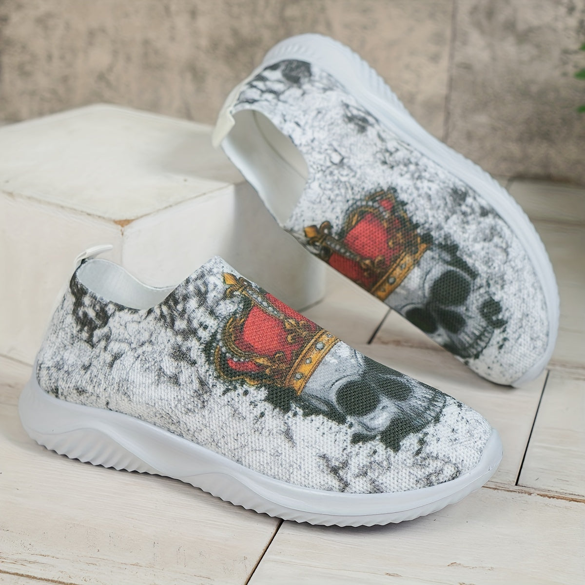 Women's Halloween Knit Sock Shoes Casual Low Top Slip On Sneakers