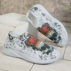 Women's Halloween Knit Sock Shoes Casual Low Top Slip On Sneakers