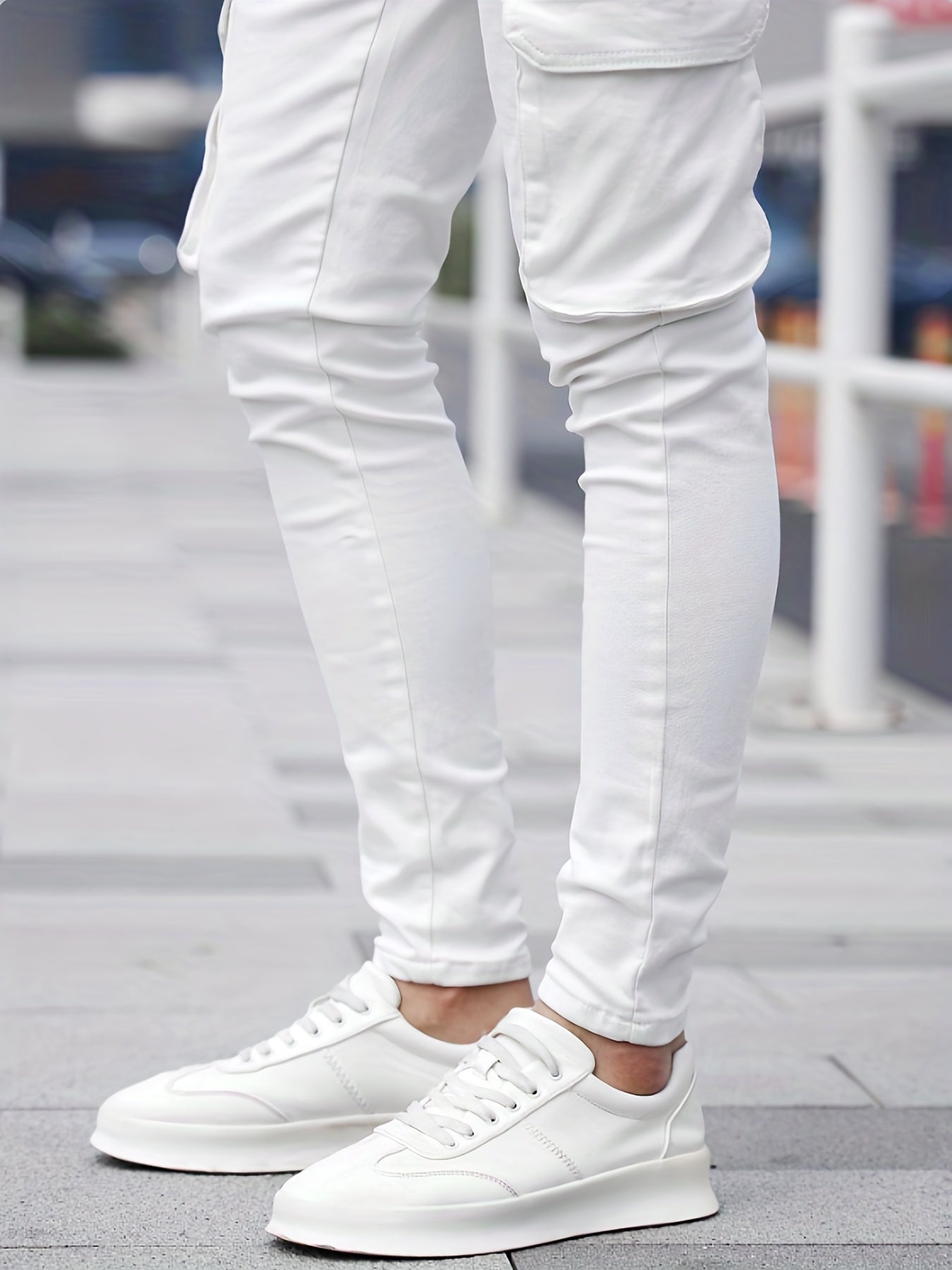 Men's Slim Fit Flap Pocket Jeans Casual Street Style Denim Pants