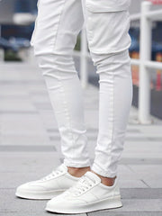 Men's Slim Fit Flap Pocket Jeans Casual Street Style Denim Pants