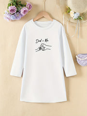 Girls Long Sleeve Midi Dress Crew Neck Casual Spring Fall Comfortable