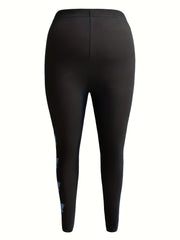 Plus Butterfly Print High Rise Stretch Leggings