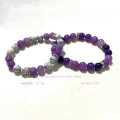 2pcs Amethyst Bracelet Pine Stone Beaded Hand String for Courage