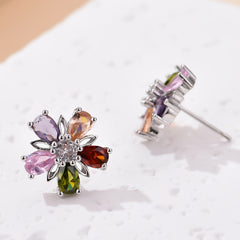 2PCS Silver Sunflower Shape Earring For Ladies Ear Stud