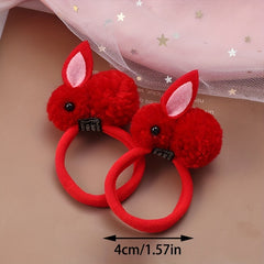 Girls Easter Plush Rabbit Hair Tie Stretch Rubber Bands Hair Rope