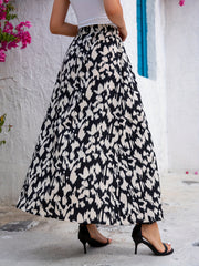 Print High Waist Maxi Skirt Split A Line Women's Clothing
