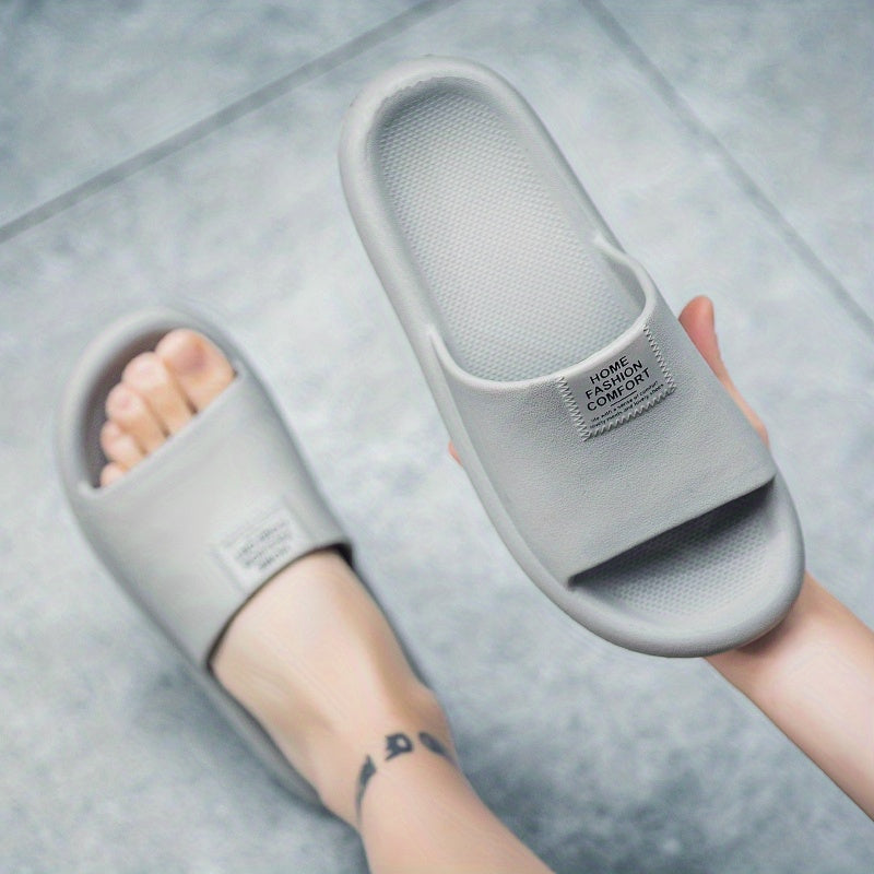 Men's Non Slip Letter Print Slides, Open Toe Slippers