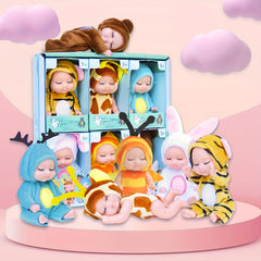 6 Mini Baby Dolls & 4" Plush Animal Easter Egg Set