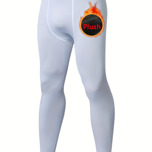 Men's Fleece Skinny Fit Leggings Thick Stretch Warm Long Pants For Winter