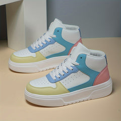 Women's Chunky Faux Leather Sneakers with Heighten Lightweight Design