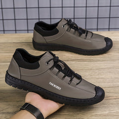 Men's No Tie Microfiber Leather Sneakers Casual Walking Shoes