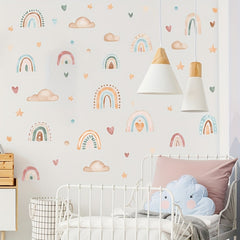 Rainbow Heart Clouds Vinyl Wall Stickers DIY Murals for Room Decor