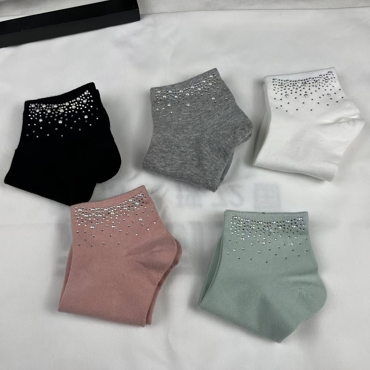 Rhinestone Crew Socks for Women