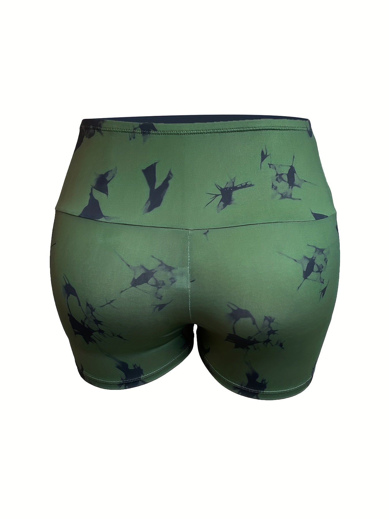 Tie Dye Biker Shorts Tummy Control Wide Waistband