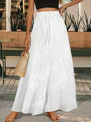 Embroidered Drawstring Waist Skirt for Beach Wear