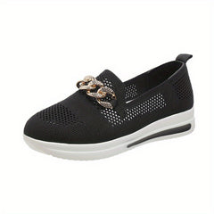 Women's Chain Decor Platform Sneakers Slip On Outdoor Shoes