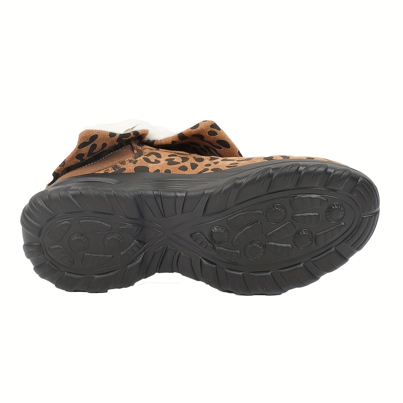 Leopard Print Plush Winter Snow Boots Comfy Non slip Mid Calf Boots