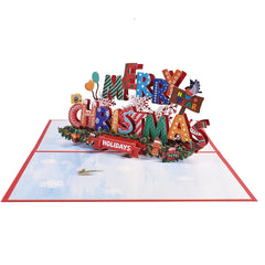 Merry Christmas Pop Up Card 3D Greeting Card Holiday Winter Card