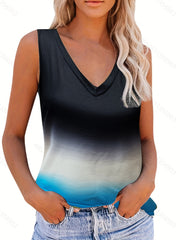 Casual Sleeveless V Neck Tank Top for Women