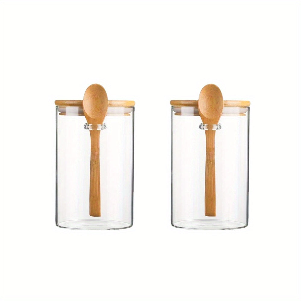 3 Pack 18oz Round Glass Jar High Borosilicate Glass Sealed Jar With Spoon