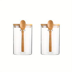 3 Pack 18oz Round Glass Jar High Borosilicate Glass Sealed Jar With Spoon