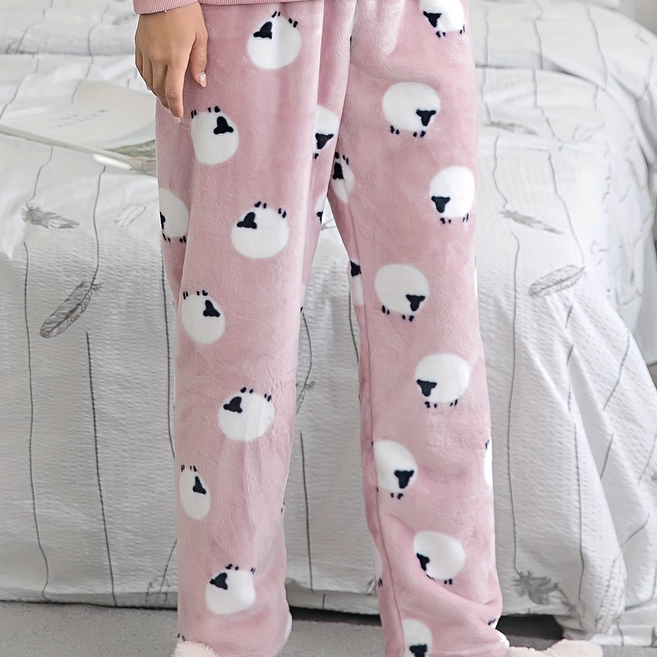 Sheep Print Sleep Bottoms & Fuzzy Pants Women's Loungewear