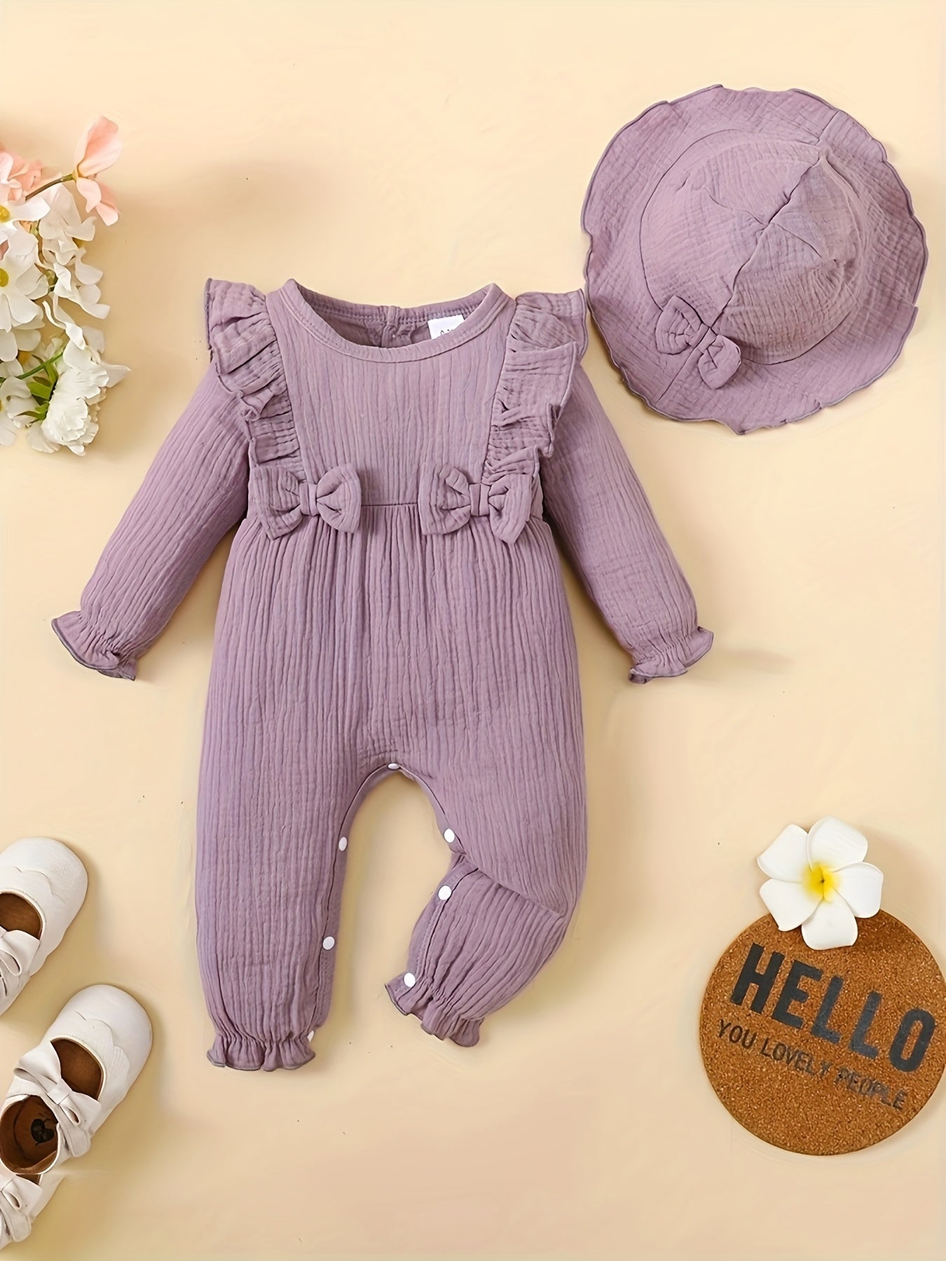 Unisex Baby Ruffle Romper & Headband Set for Newborns