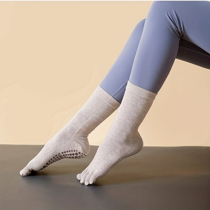 Mid Calf Yoga Socks Anti-Skid Gripper Sports Socks