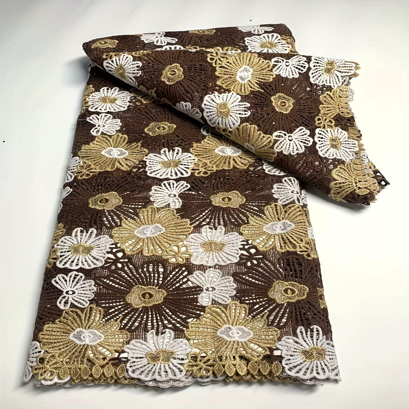 Polyester Embroidery African Lace Fabric Guipure Cord Celebration Cotton Lace