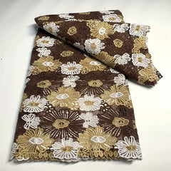 Polyester Embroidery African Lace Fabric Guipure Cord Celebration Cotton Lace
